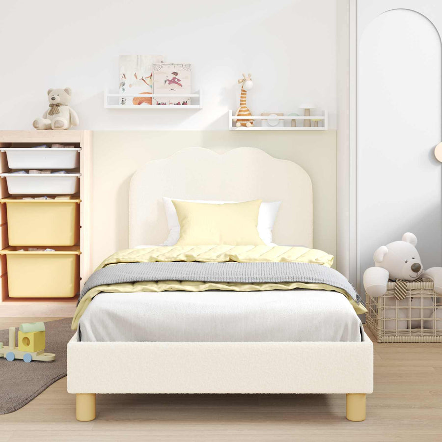 Bedframe voor kinderen met hoofdbord Crème 90 x 200 cm