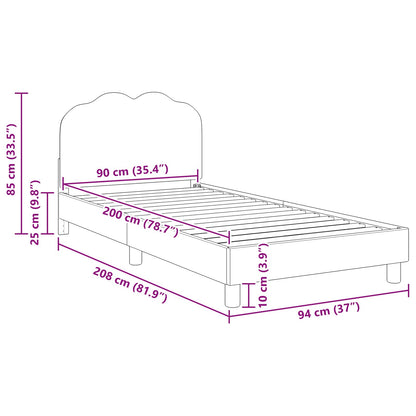 Bedframe voor kinderen met hoofdbord Crème 90 x 200 cm