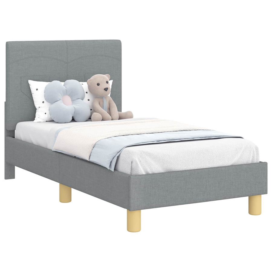 Peuterbedframe met hoofdbord Lichtgrijs 70 x 140 cm Stof