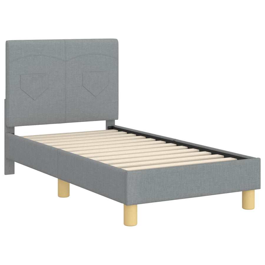 Peuterbedframe met hoofdbord Lichtgrijs 70 x 140 cm Stof