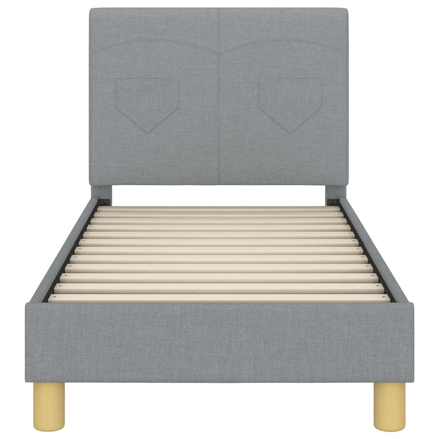 Peuterbedframe met hoofdbord Lichtgrijs 70 x 140 cm Stof