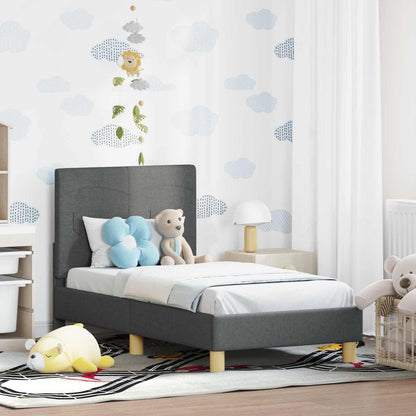 Peuterbedframe met hoofdbord Donkergrijs 70 x 140 cm Stof