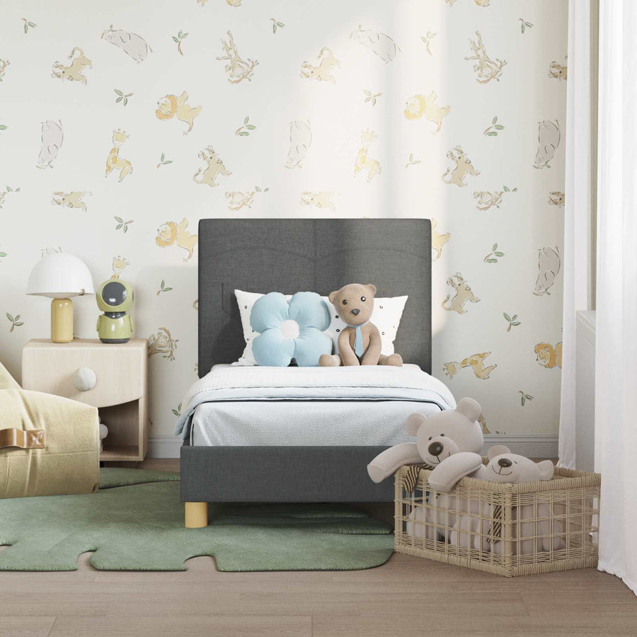Peuterbedframe met hoofdbord Donkergrijs 70 x 140 cm Stof