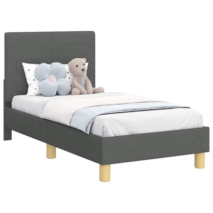 Peuterbedframe met hoofdbord Donkergrijs 70 x 140 cm Stof