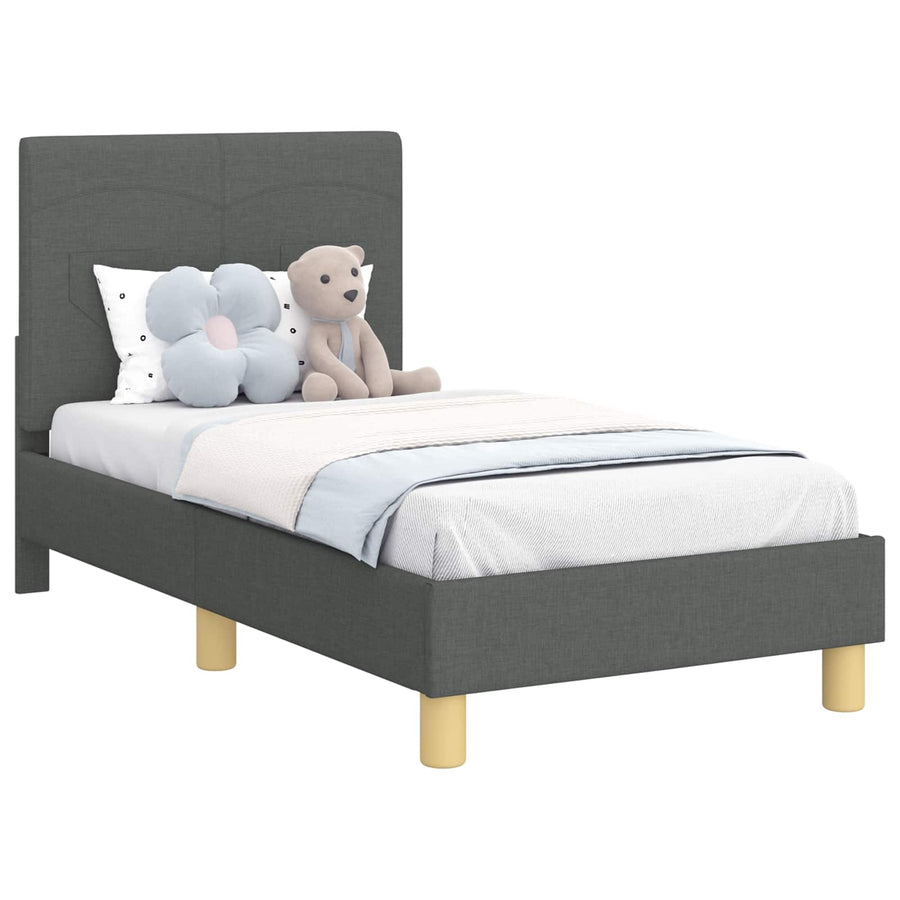 Peuterbedframe met hoofdbord Donkergrijs 70 x 140 cm Stof