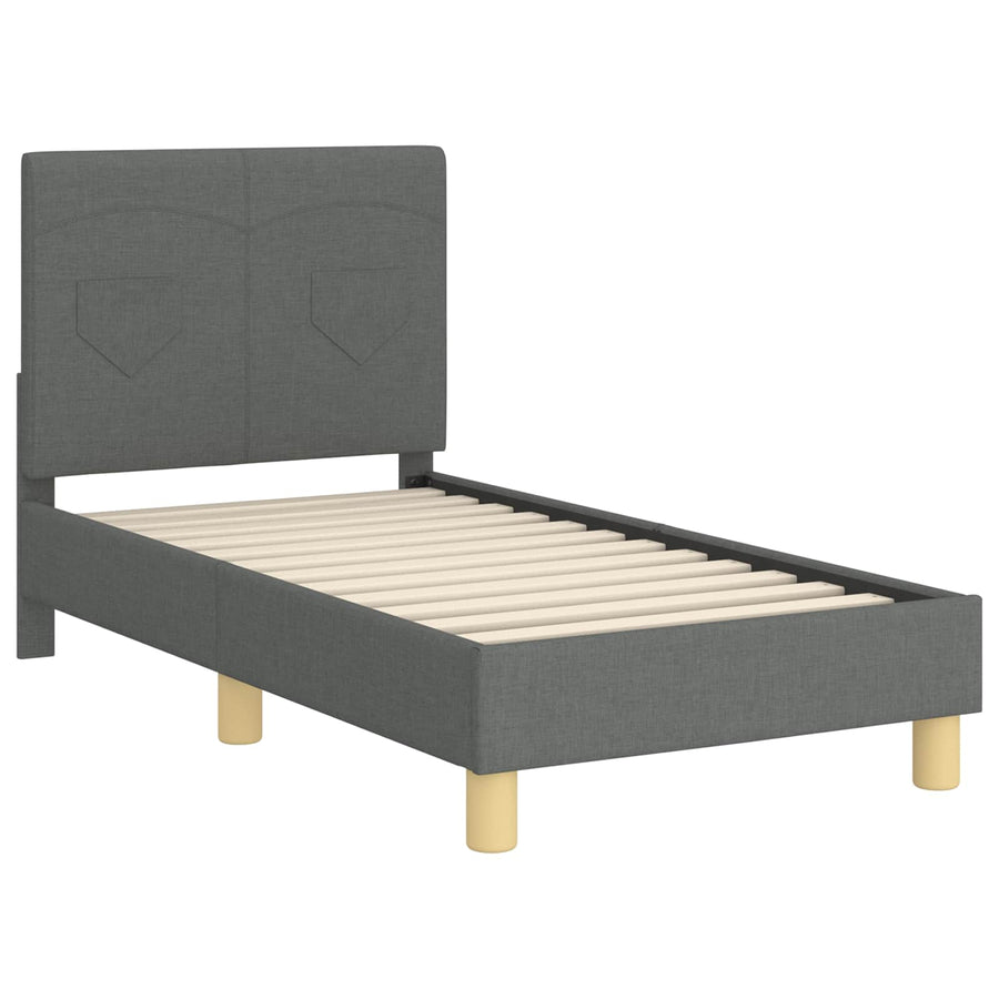 Peuterbedframe met hoofdbord Donkergrijs 70 x 140 cm Stof