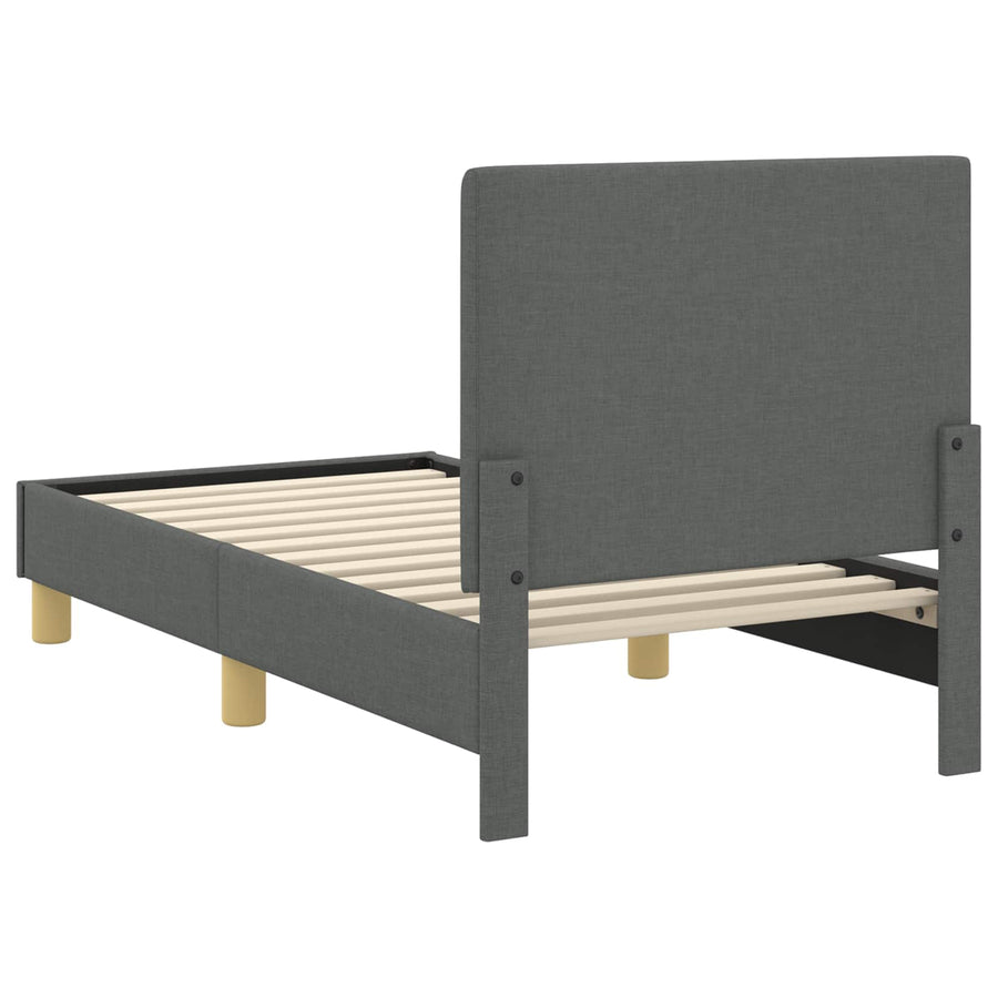 Peuterbedframe met hoofdbord Donkergrijs 70 x 140 cm Stof