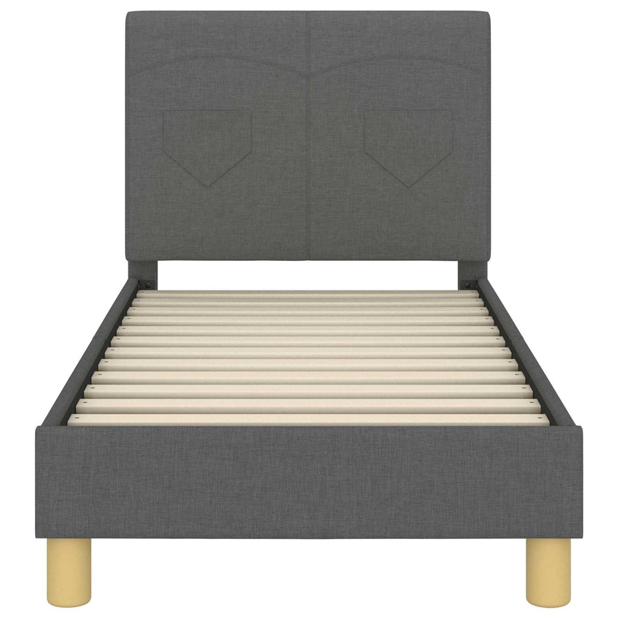 Peuterbedframe met hoofdbord Donkergrijs 70 x 140 cm Stof