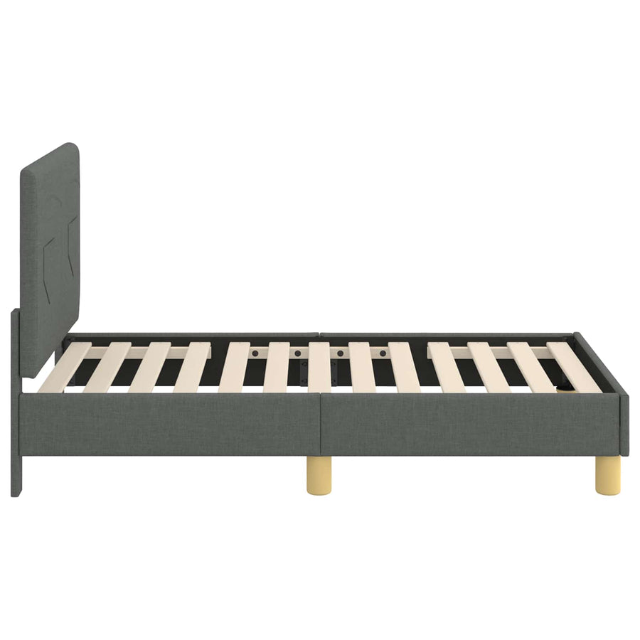 Peuterbedframe met hoofdbord Donkergrijs 70 x 140 cm Stof