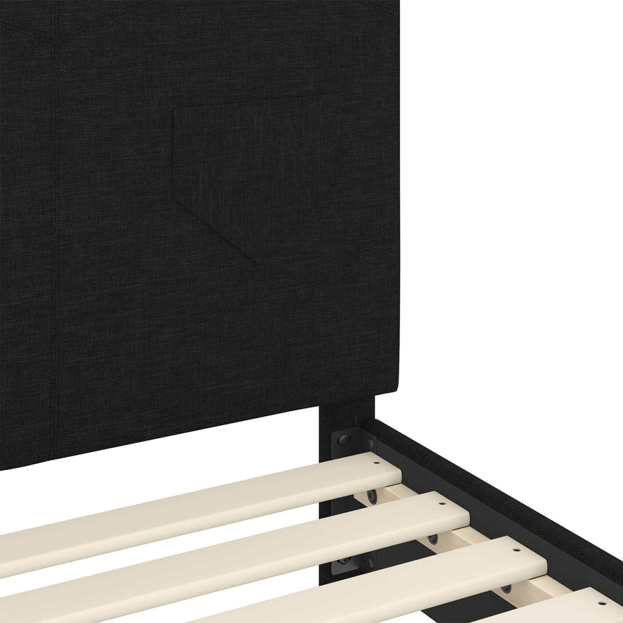 Peuterbedframe met hoofdbord Zwart 70 x 140 cm Stof