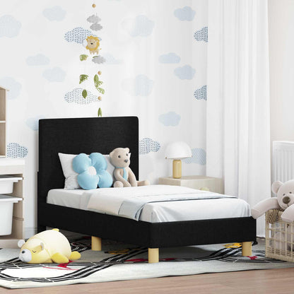 Peuterbedframe met hoofdbord Zwart 70 x 140 cm Stof