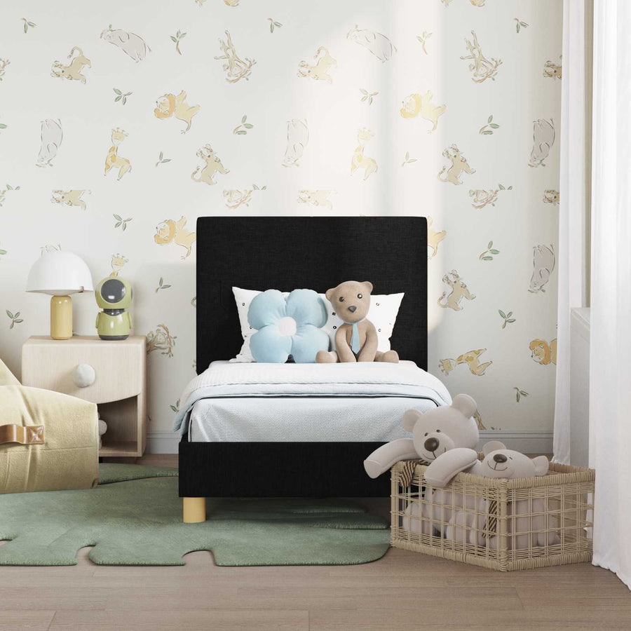 Peuterbedframe met hoofdbord Zwart 70 x 140 cm Stof