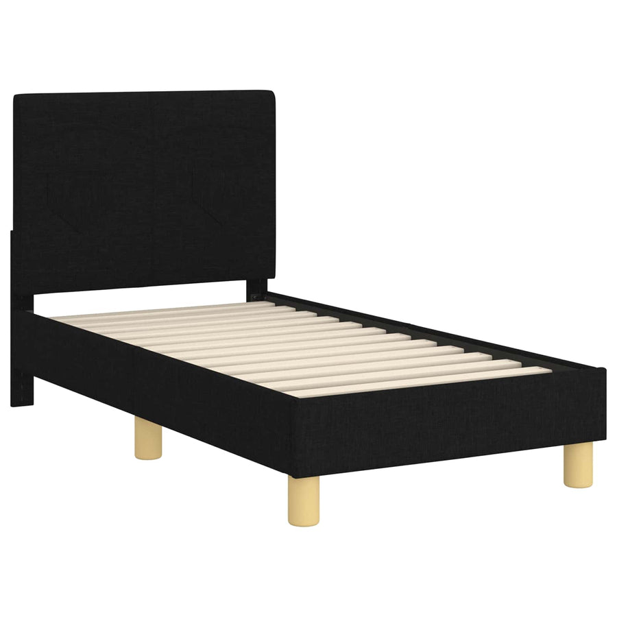 Peuterbedframe met hoofdbord Zwart 70 x 140 cm Stof