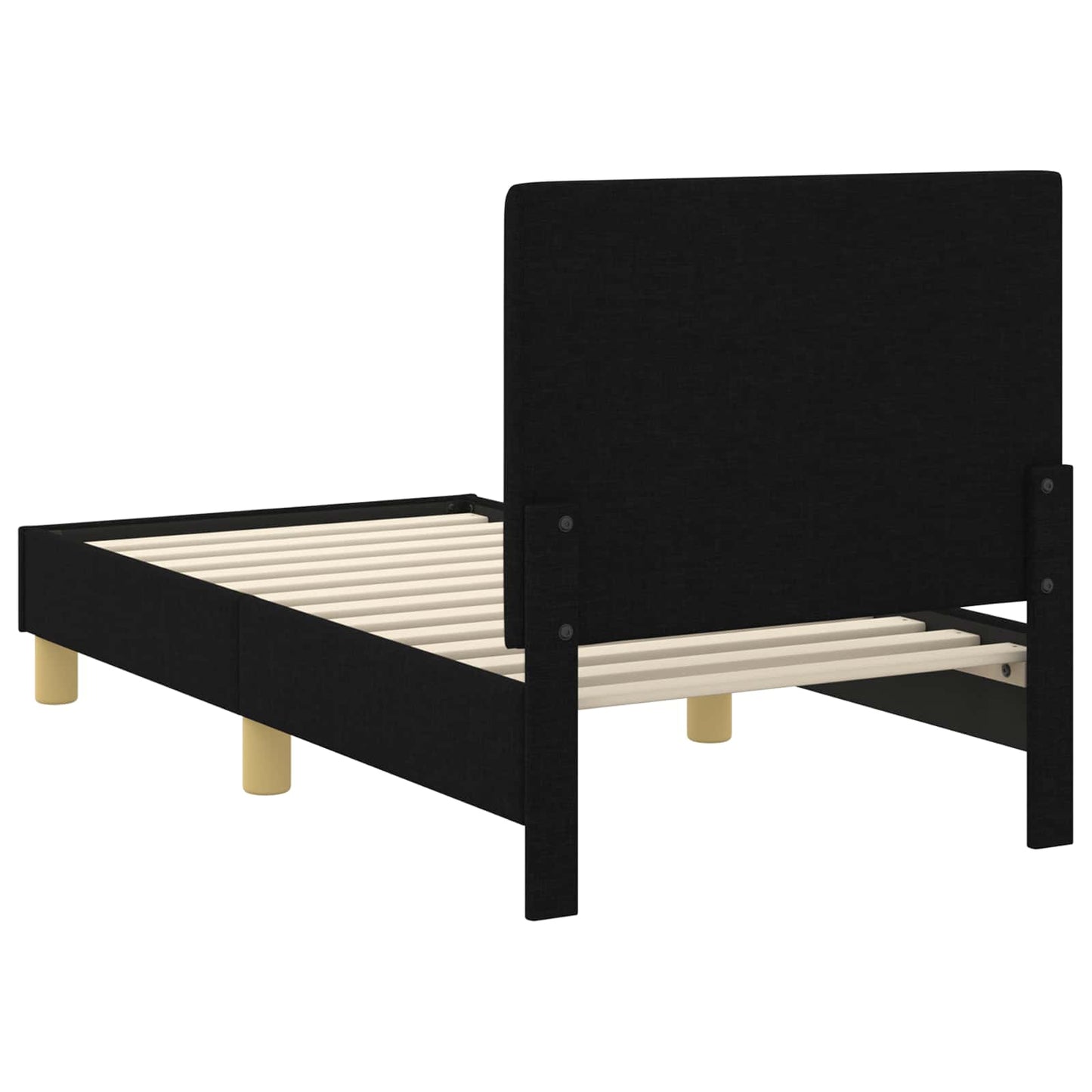 Peuterbedframe met hoofdbord Zwart 70 x 140 cm Stof