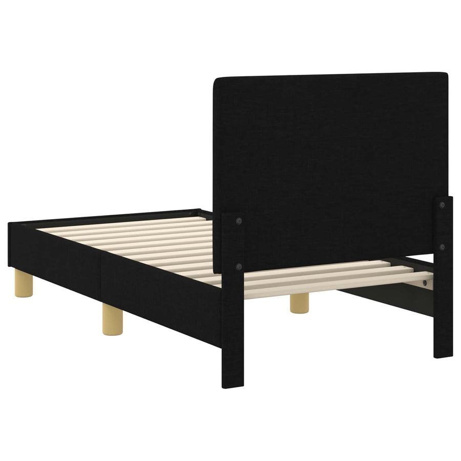 Peuterbedframe met hoofdbord Zwart 70 x 140 cm Stof