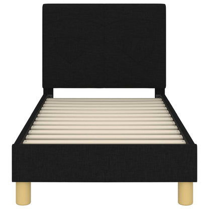 Peuterbedframe met hoofdbord Zwart 70 x 140 cm Stof