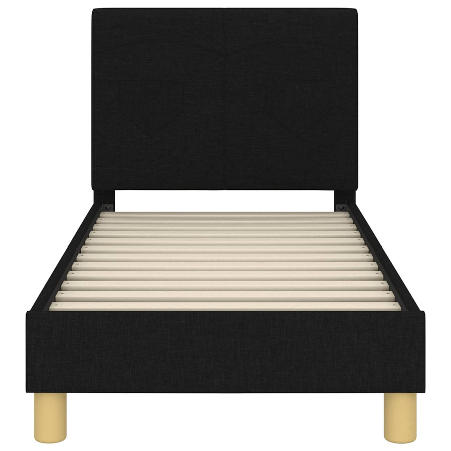 Peuterbedframe met hoofdbord Zwart 70 x 140 cm Stof