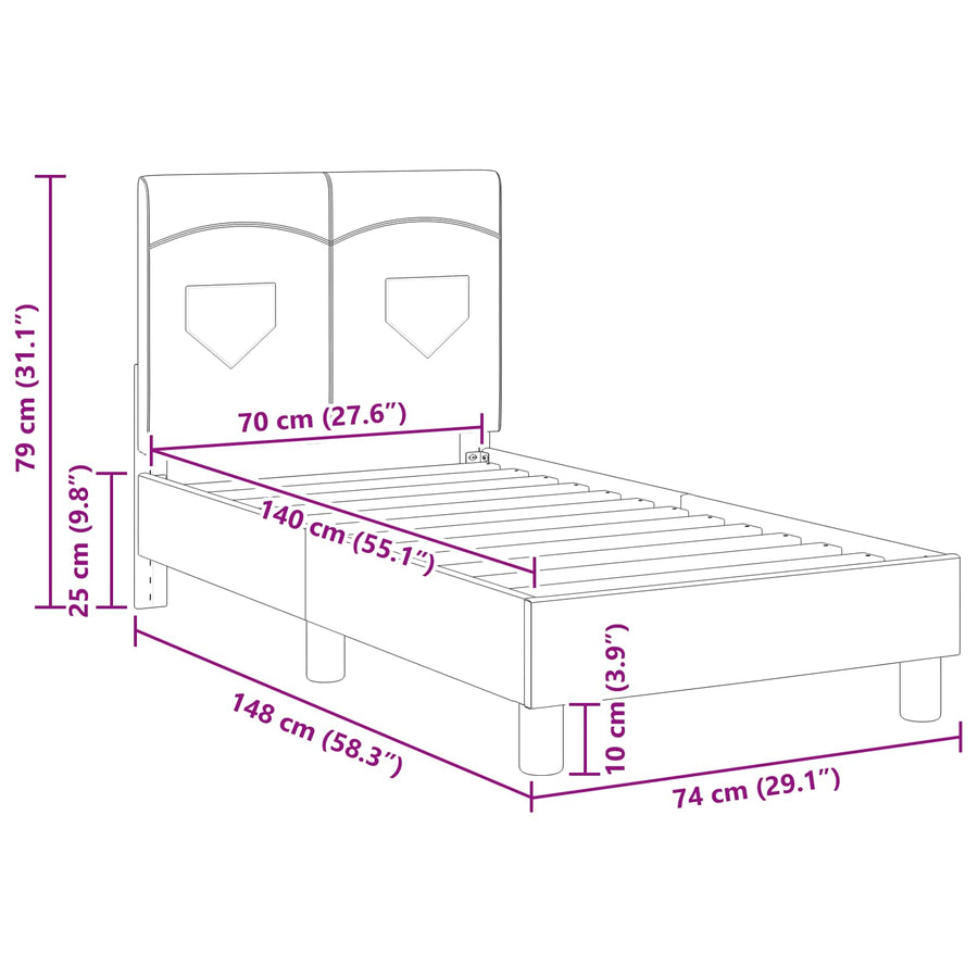 Peuterbedframe met hoofdbord Zwart 70 x 140 cm Stof