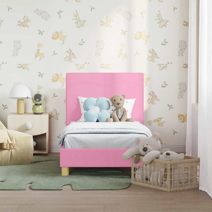 Peuterbedframe met hoofdbord Roze 70 x 140 cm Stof