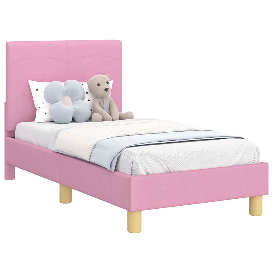 Peuterbedframe met hoofdbord Roze 70 x 140 cm Stof