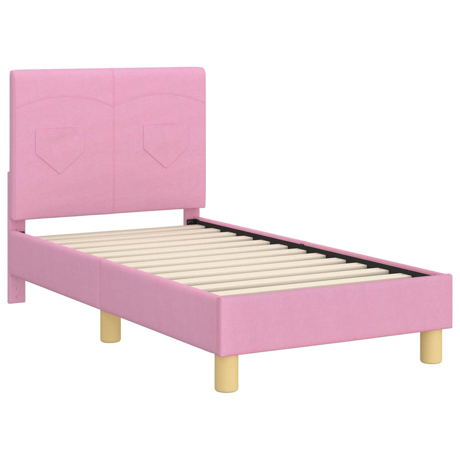 Peuterbedframe met hoofdbord Roze 70 x 140 cm Stof