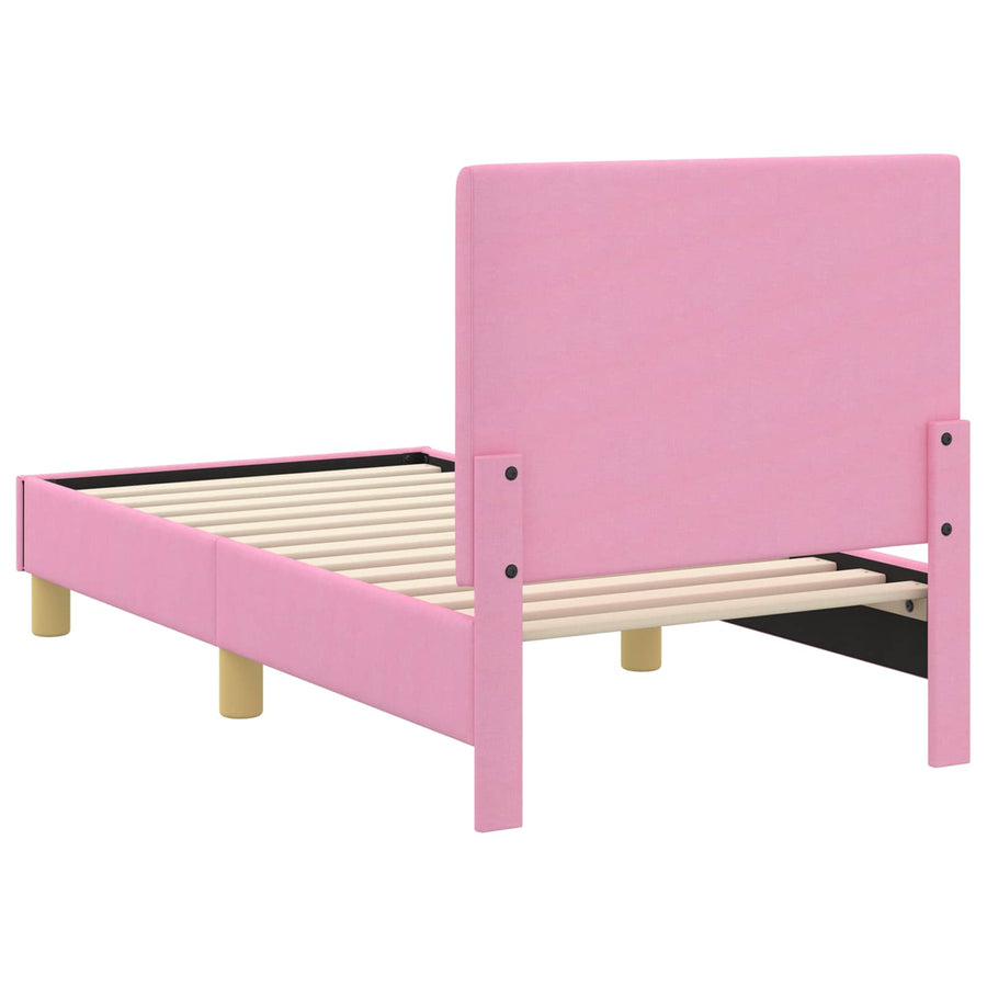 Peuterbedframe met hoofdbord Roze 70 x 140 cm Stof