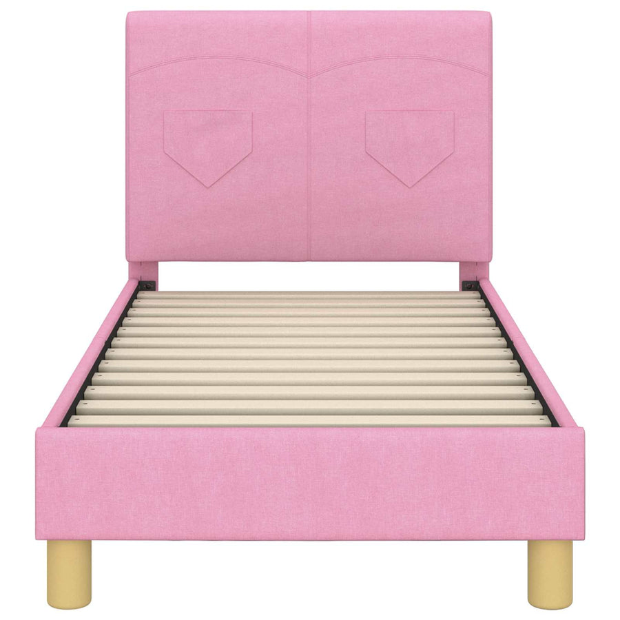 Peuterbedframe met hoofdbord Roze 70 x 140 cm Stof