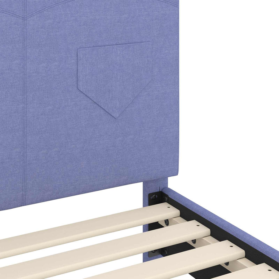 Peuterbedframe met hoofdbord Jeans Blauw 70 x 140 cm Stof