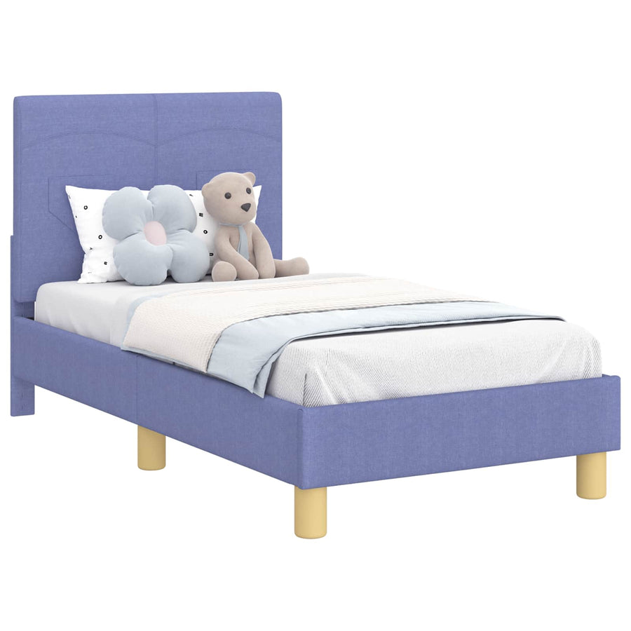 Peuterbedframe met hoofdbord Jeans Blauw 70 x 140 cm Stof