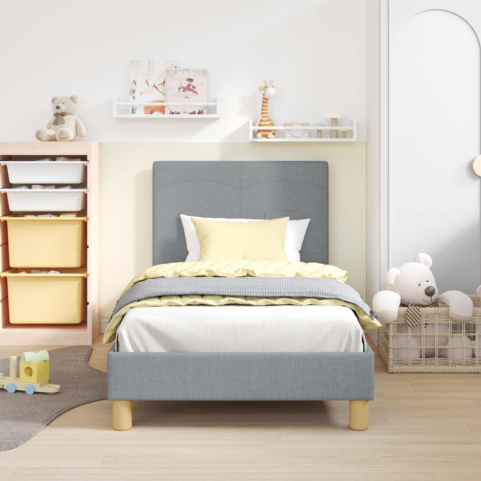 Bedframe voor kinderen met hoofdbord Lichtgrijs 80 x 160 cm
