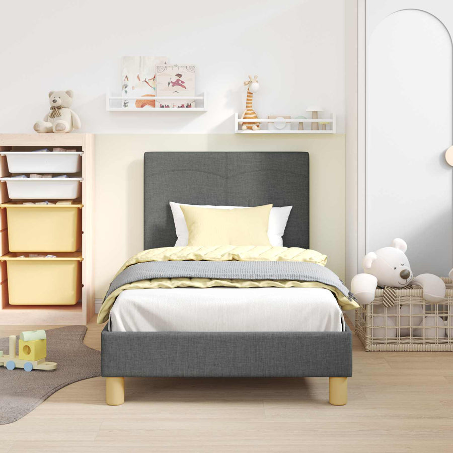 Bedframe voor kinderen met hoofdbord Donkergrijs 80 x 160 cm
