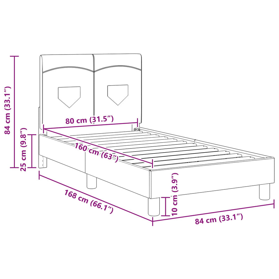 Bedframe voor kinderen met hoofdbord Donkergrijs 80 x 160 cm