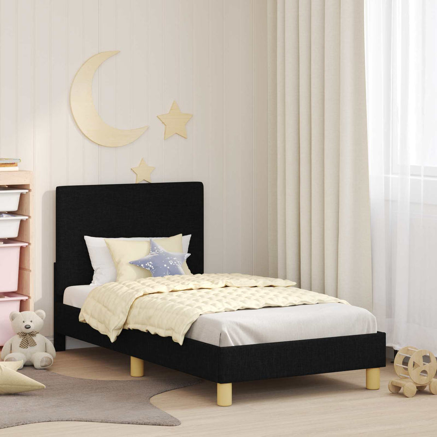 Bedframe voor kinderen met hoofdbord Zwart 80 x 160 cm Stof