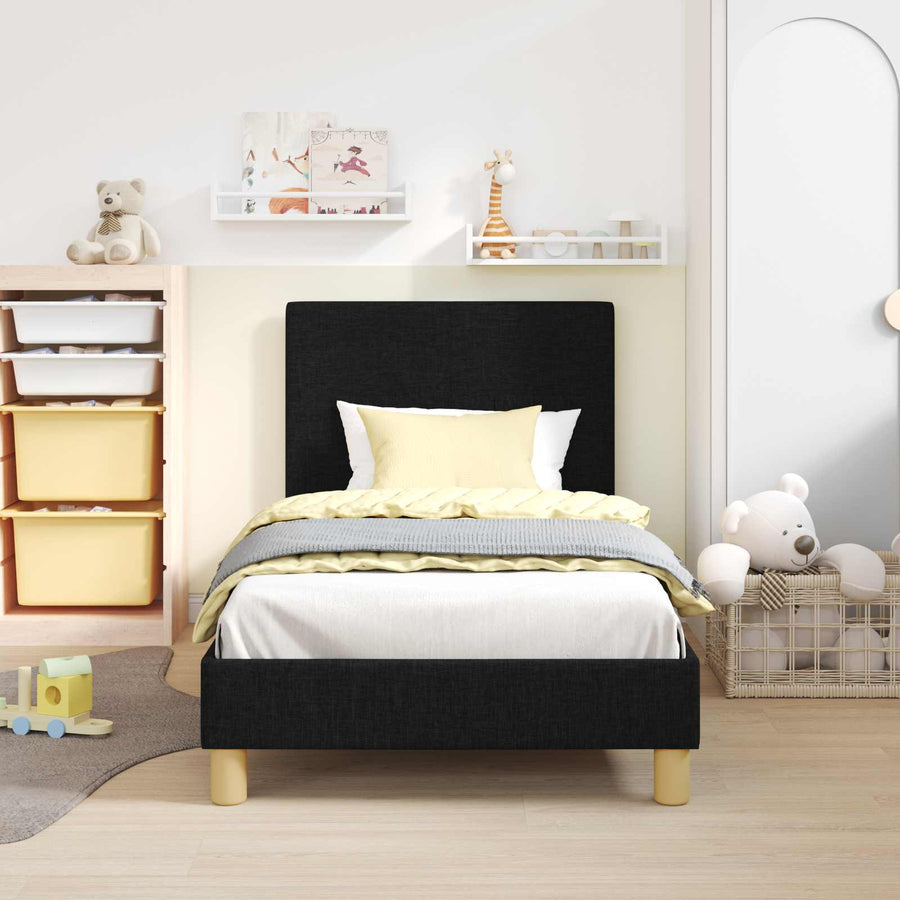 Bedframe voor kinderen met hoofdbord Zwart 80 x 160 cm Stof