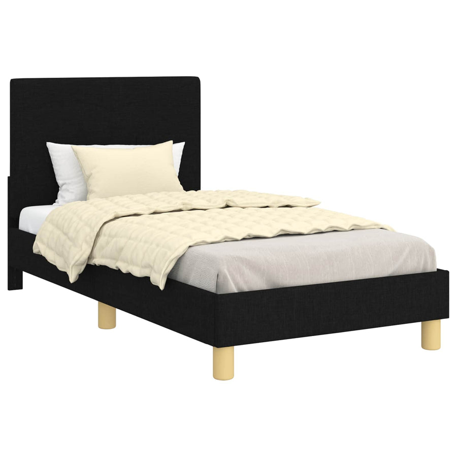 Bedframe voor kinderen met hoofdbord Zwart 80 x 160 cm Stof
