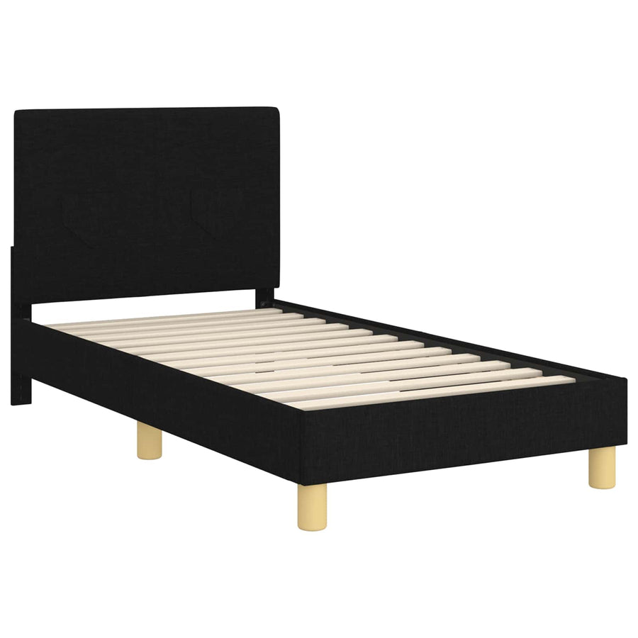 Bedframe voor kinderen met hoofdbord Zwart 80 x 160 cm Stof