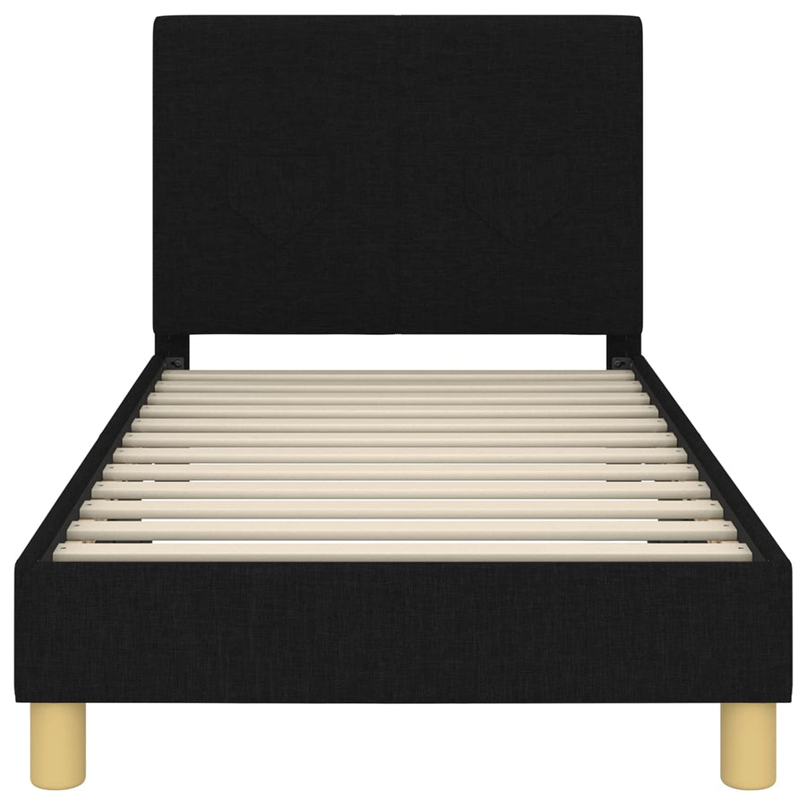 Bedframe voor kinderen met hoofdbord Zwart 80 x 160 cm Stof