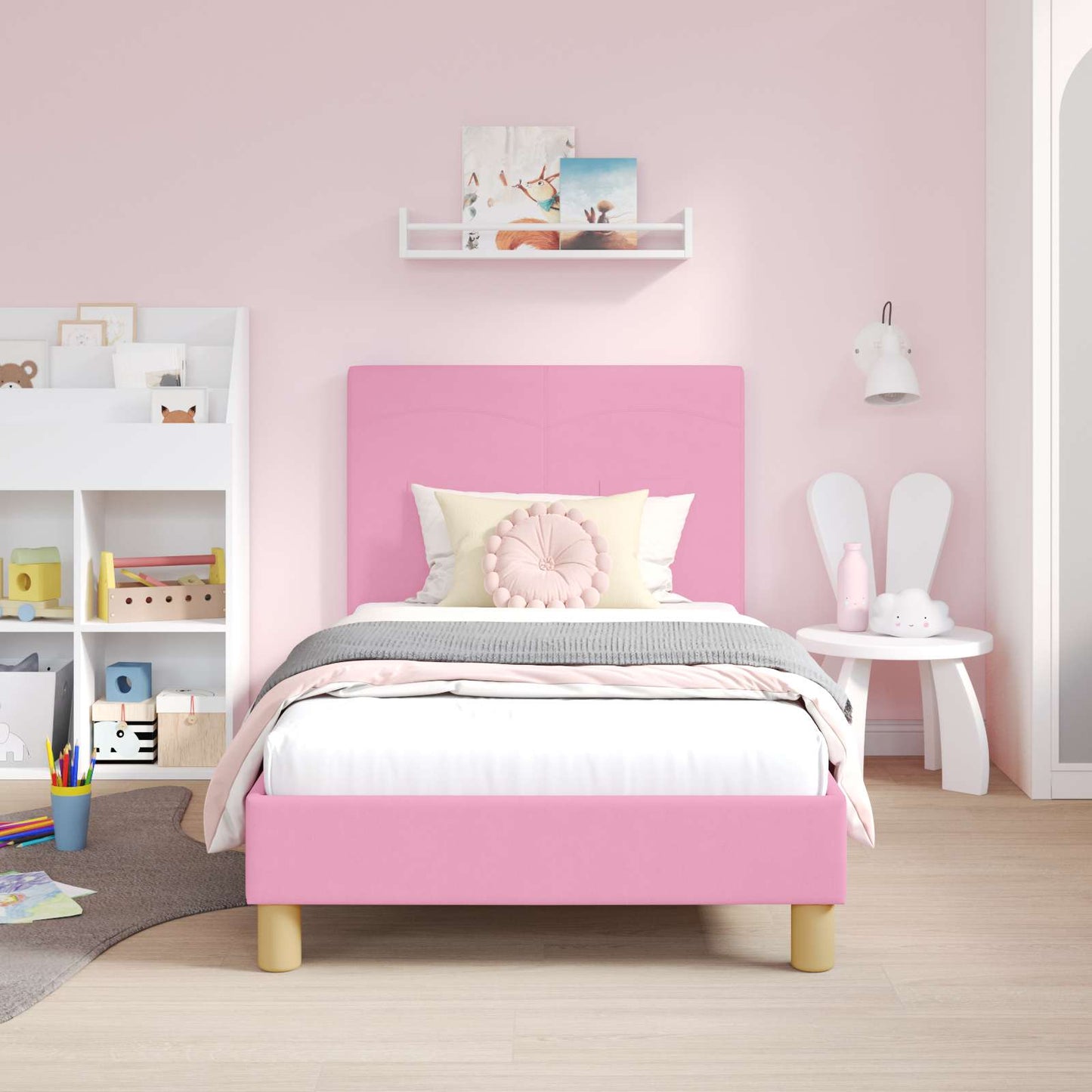 Bedframe voor kinderen met hoofdbord Roze 80 x 160 cm Stof