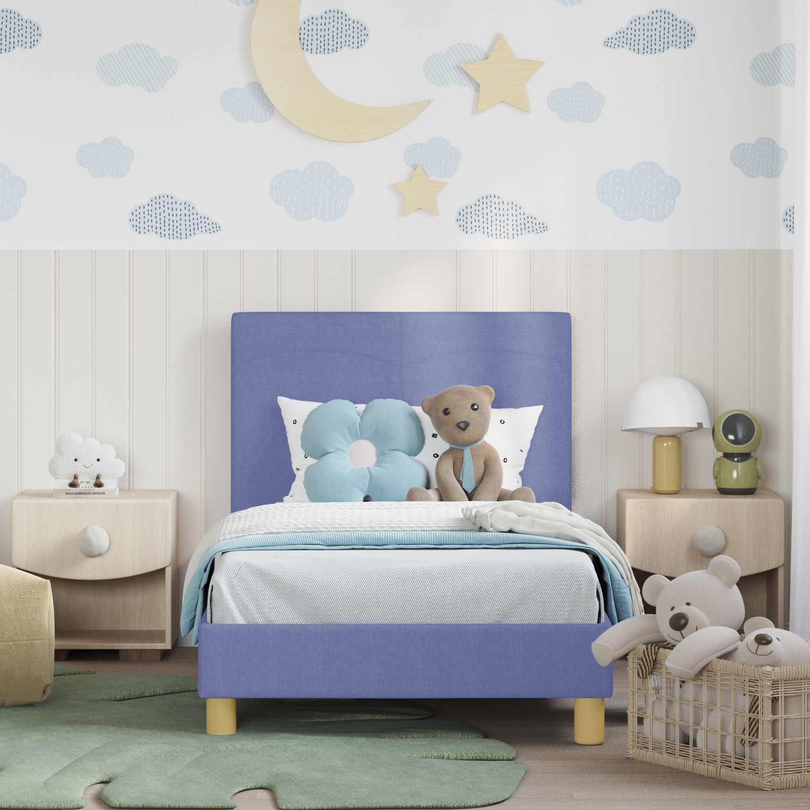 Bedframe voor kinderen met hoofdbord Jeans Blauw 80 x 160 cm