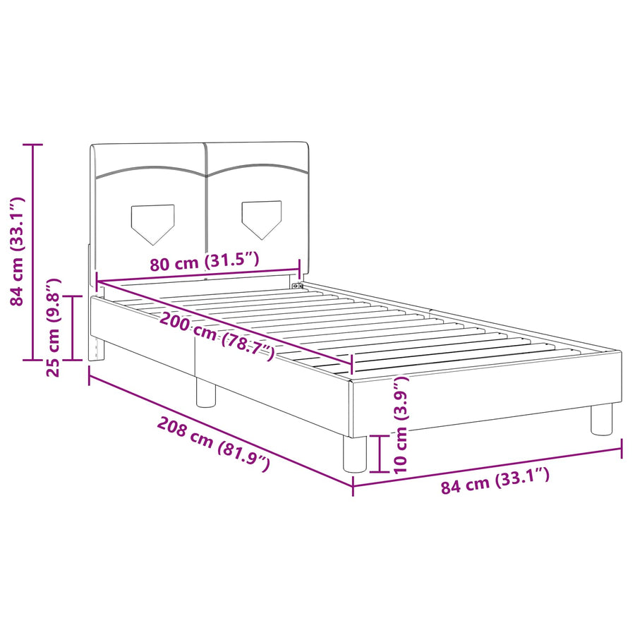 Bedframe voor kinderen met hoofdbord Donkergrijs 80 x 200 cm