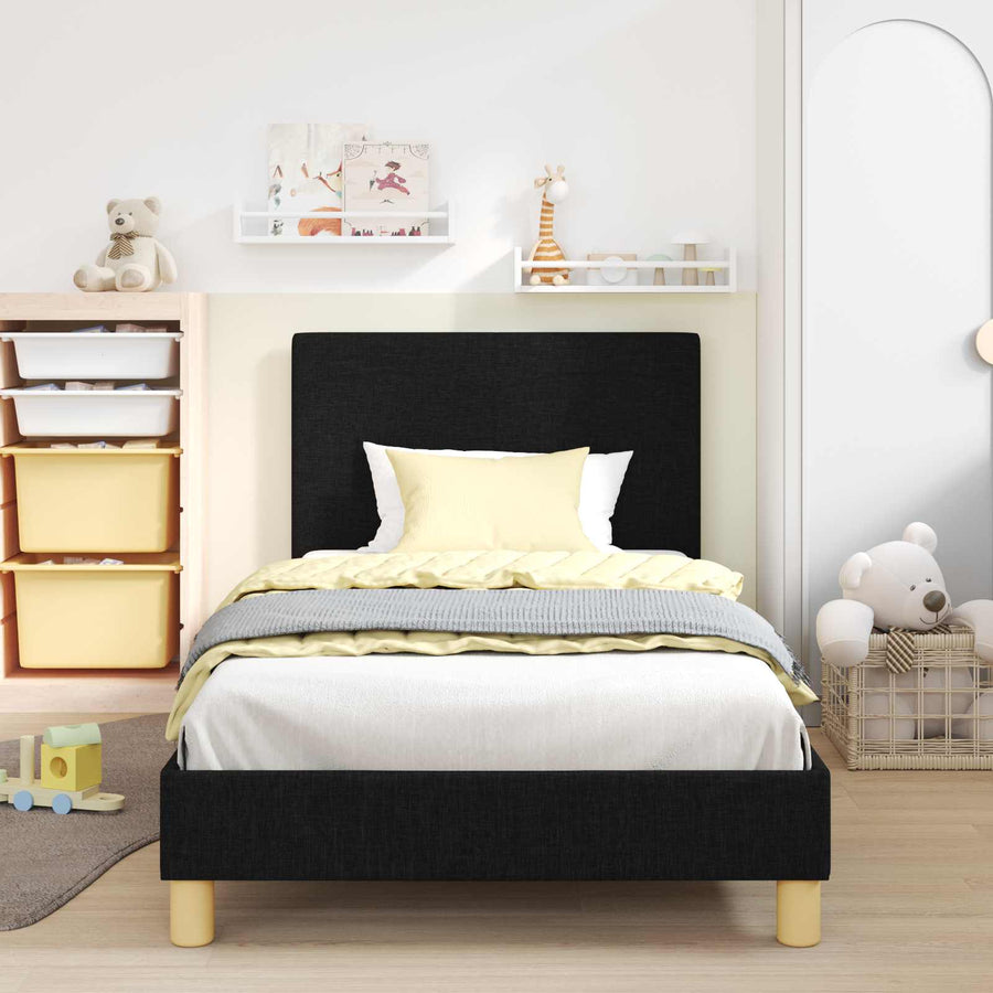 Bedframe voor kinderen met hoofdbord Zwart 80 x 200 cm Stof