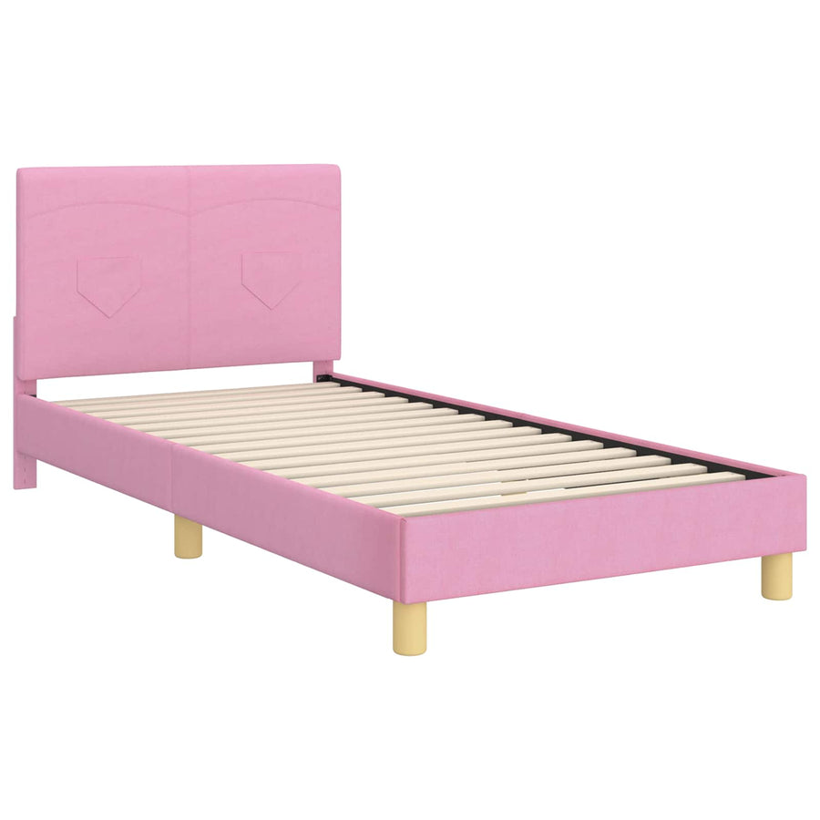 Bedframe voor kinderen met hoofdbord Roze 80 x 200 cm Stof