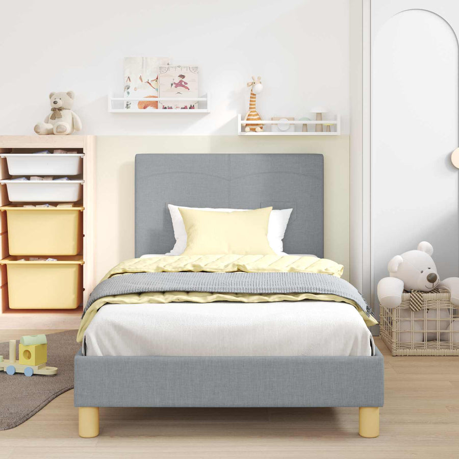 Bedframe voor kinderen met hoofdbord Lichtgrijs 90 x 190 cm