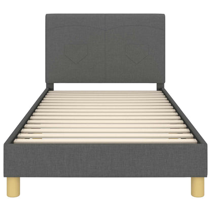 Bedframe voor kinderen met hoofdbord Donkergrijs 90 x 190 cm