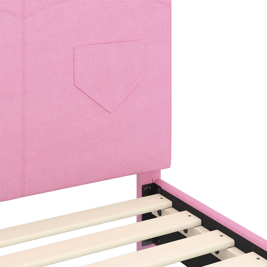Bedframe voor kinderen met hoofdbord Roze 90 x 190 cm Stof