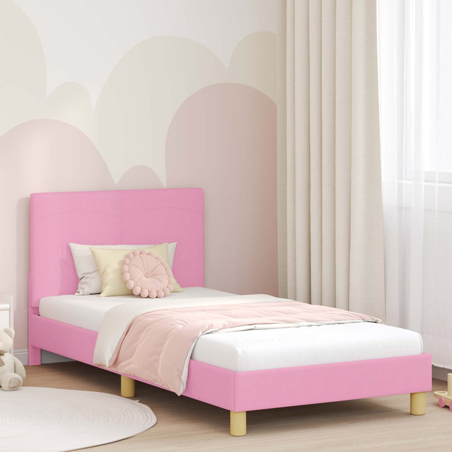 Bedframe voor kinderen met hoofdbord Roze 90 x 190 cm Stof