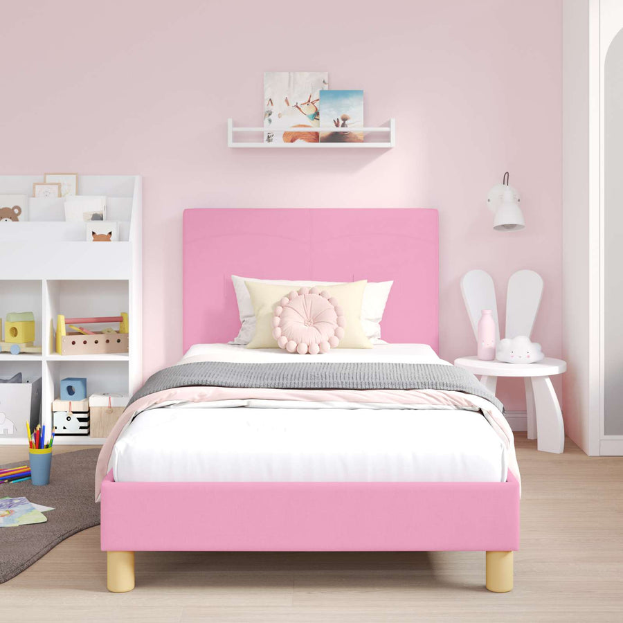 Bedframe voor kinderen met hoofdbord Roze 90 x 190 cm Stof
