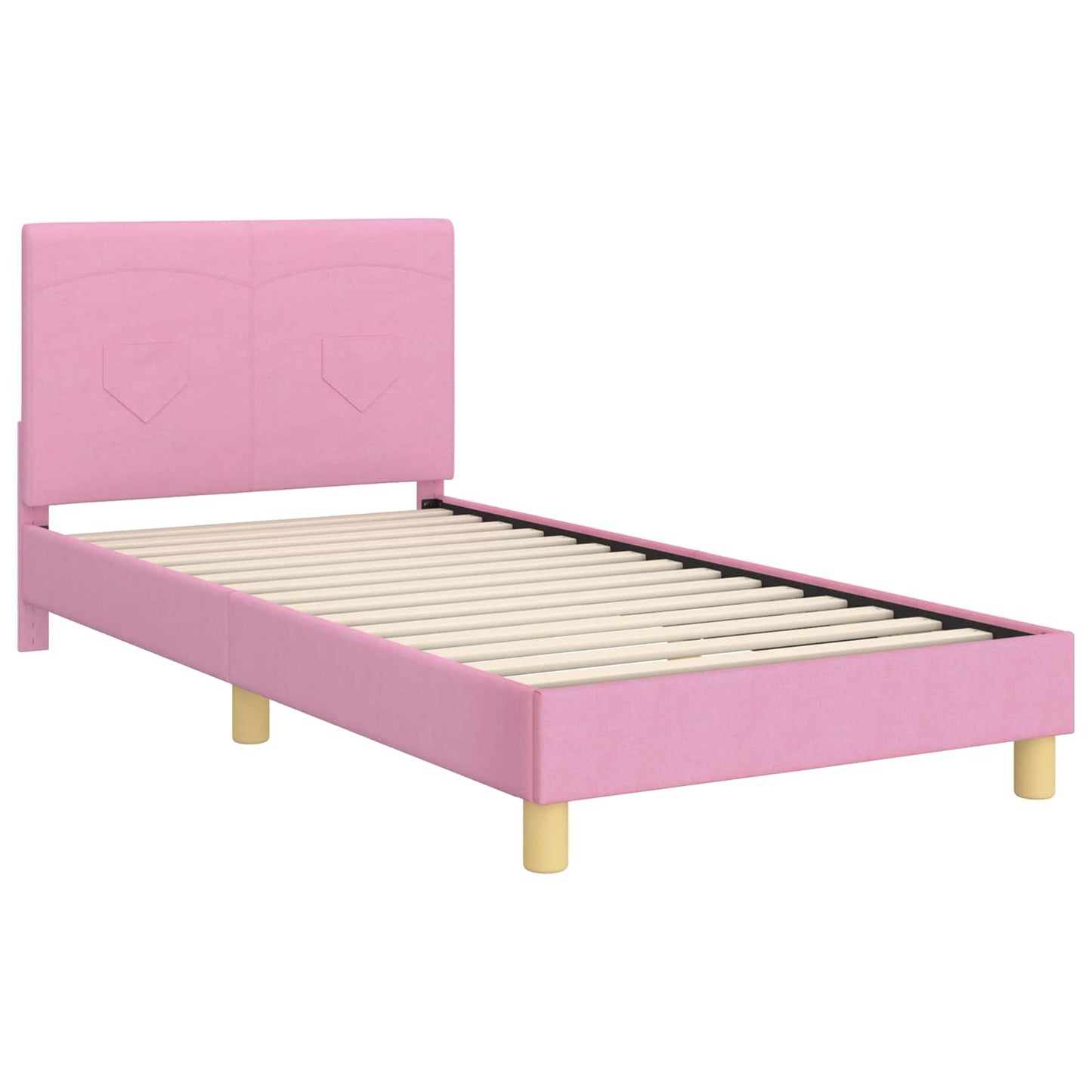 Bedframe voor kinderen met hoofdbord Roze 90 x 190 cm Stof