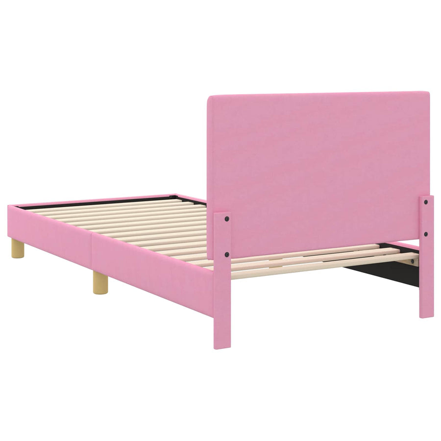 Bedframe voor kinderen met hoofdbord Roze 90 x 190 cm Stof
