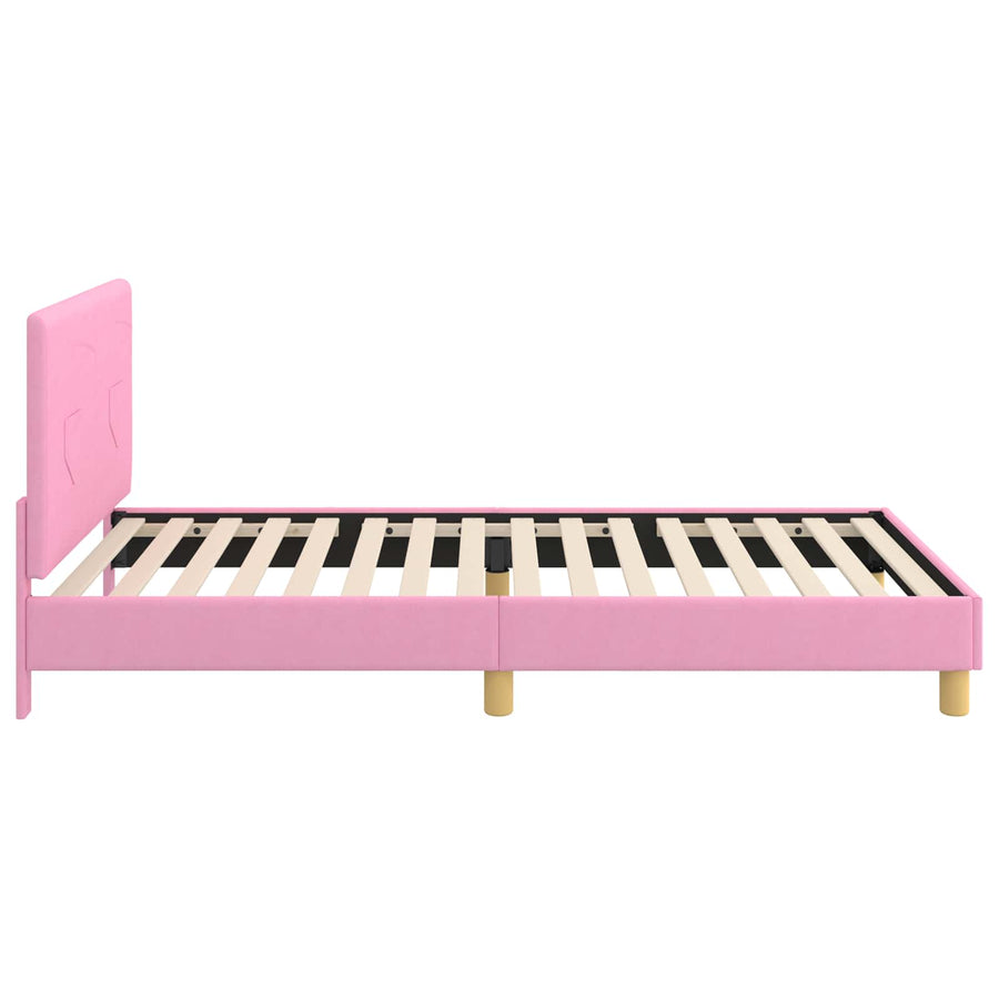Bedframe voor kinderen met hoofdbord Roze 90 x 190 cm Stof